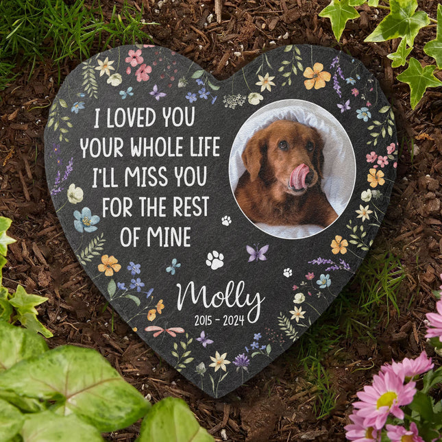 I Loved You Your Whole Life Pet Loss Floral- Personalized Photo Garden Stone