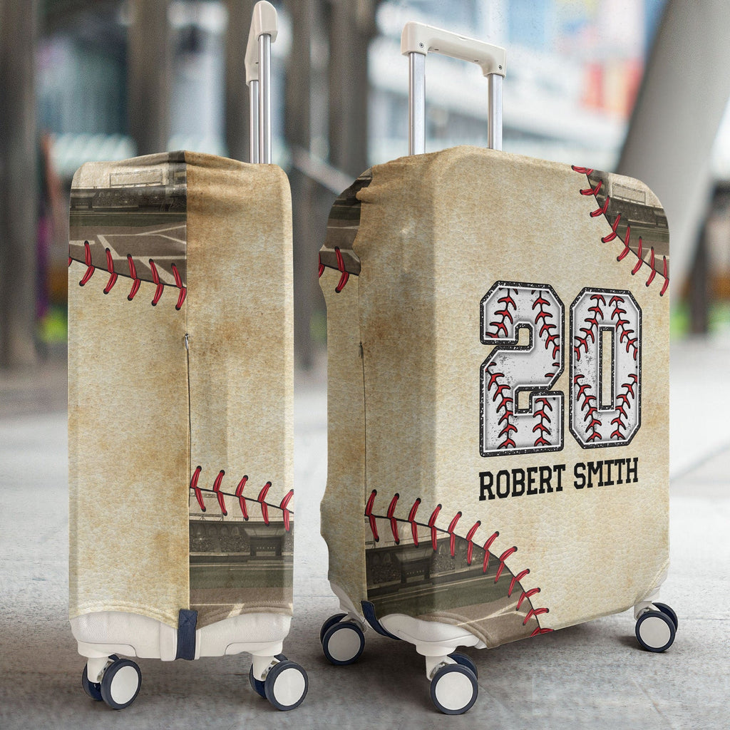 Custom Name & Number Baseball For Traveler - Personalized Luggage Cover - Levistina
