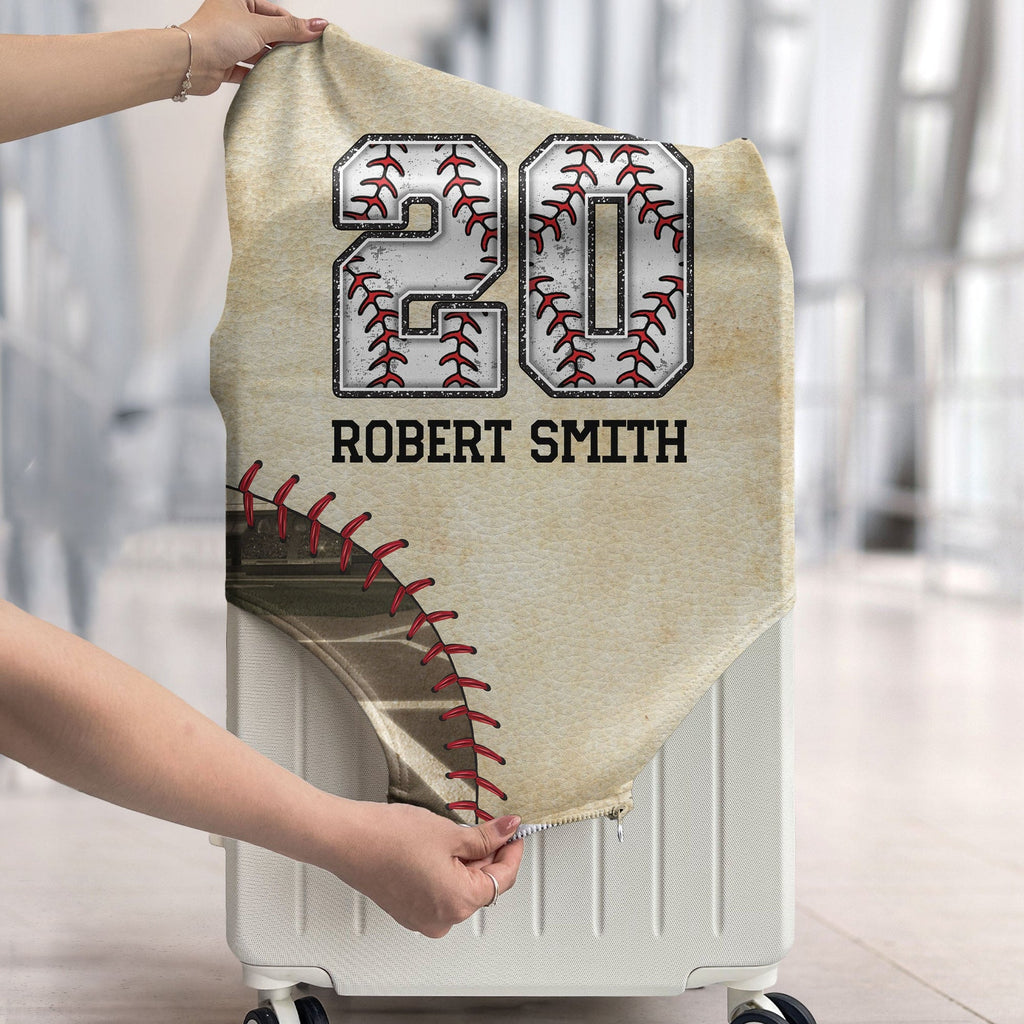 Custom Name & Number Baseball For Traveler - Personalized Luggage Cover - Levistina