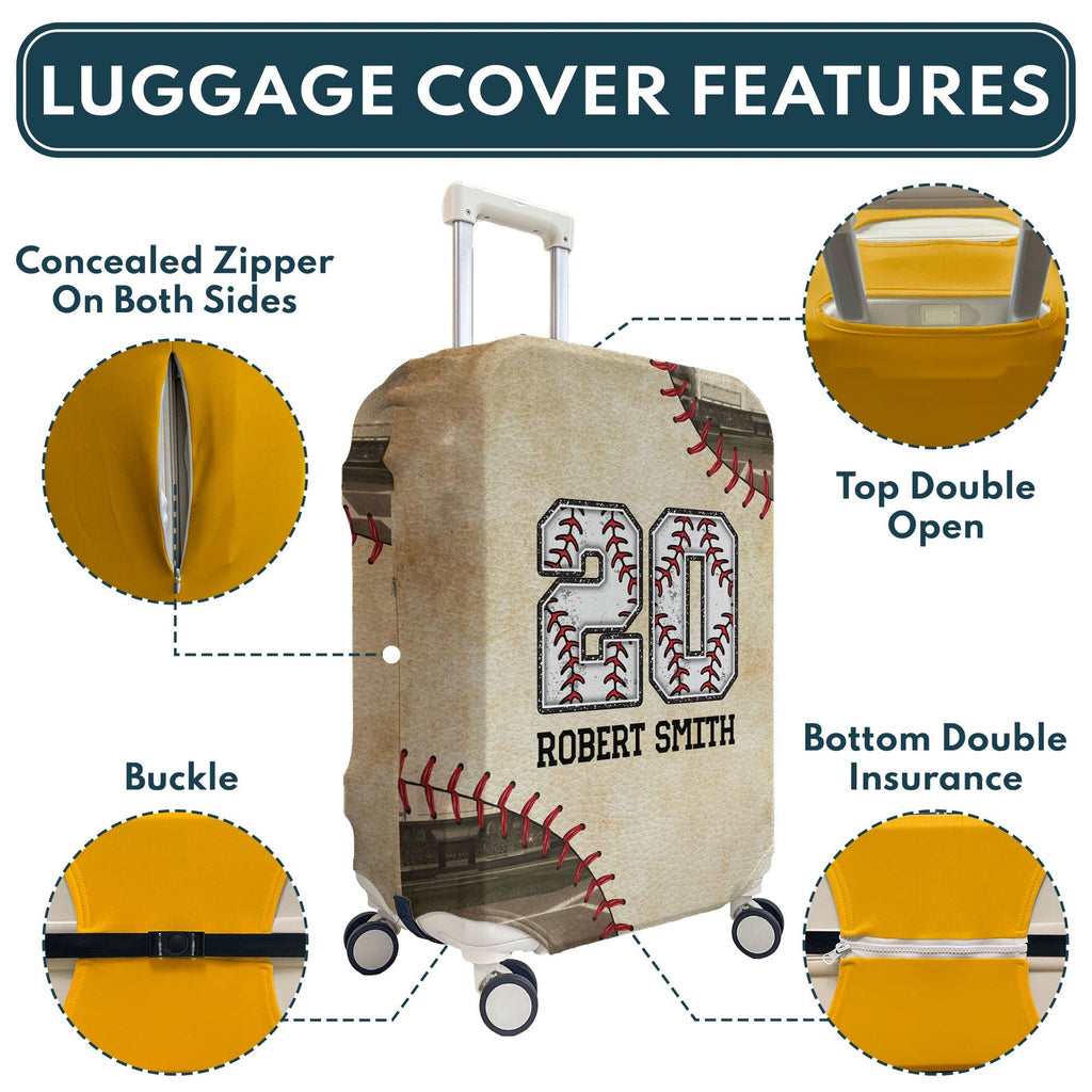 Custom Name & Number Baseball For Traveler - Personalized Luggage Cover - Levistina