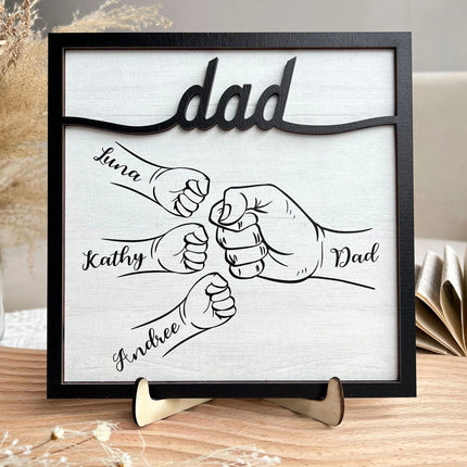 Dad Hand Bumps - Personalized Wooden Plaque..