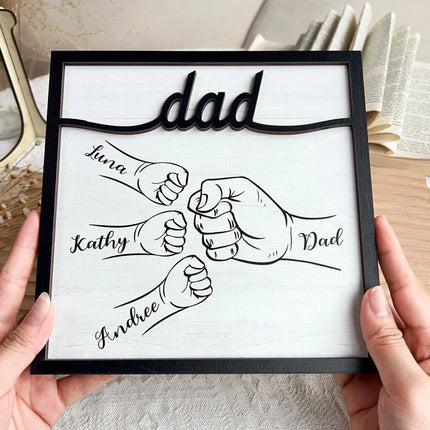 Dad Hand Bumps - Personalized Wooden Plaque..