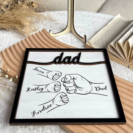 Dad Hand Bumps - Personalized Wooden Plaque..