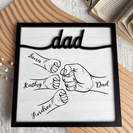 Dad Hand Bumps - Personalized Wooden Plaque..