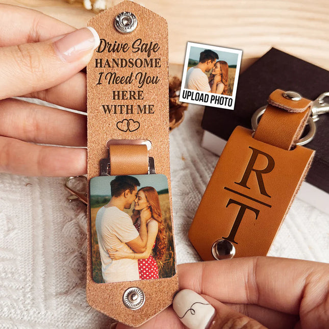 I Will Carry You With Me Memorial Pet - Personalized Leather Photo Keychain