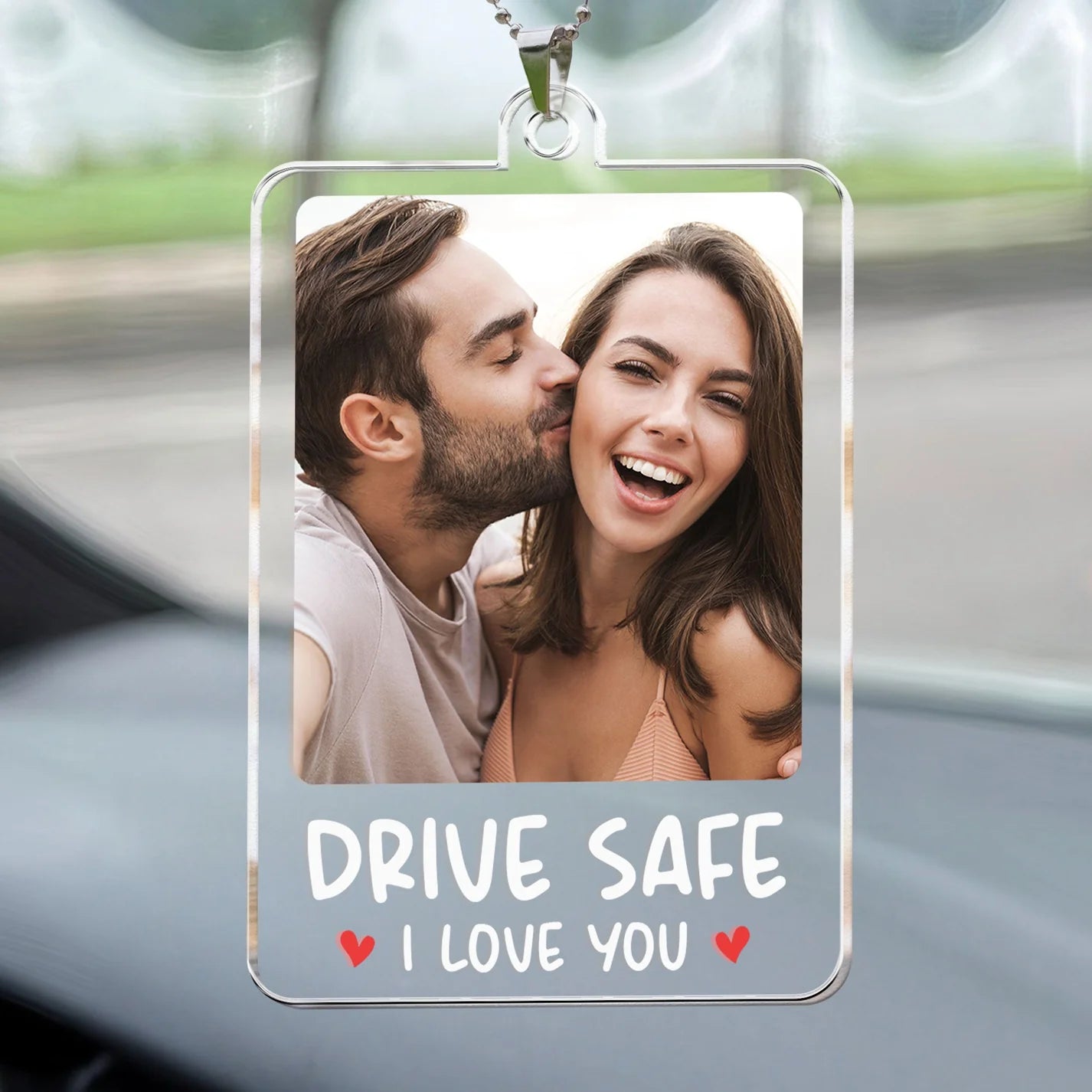 Drive Safe, I Love You - Personalized Photo Rear View Mirror Accessory