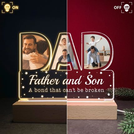 Father And Children - Personalized Photo LED Light