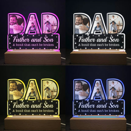 Father And Children - Personalized Photo LED Light