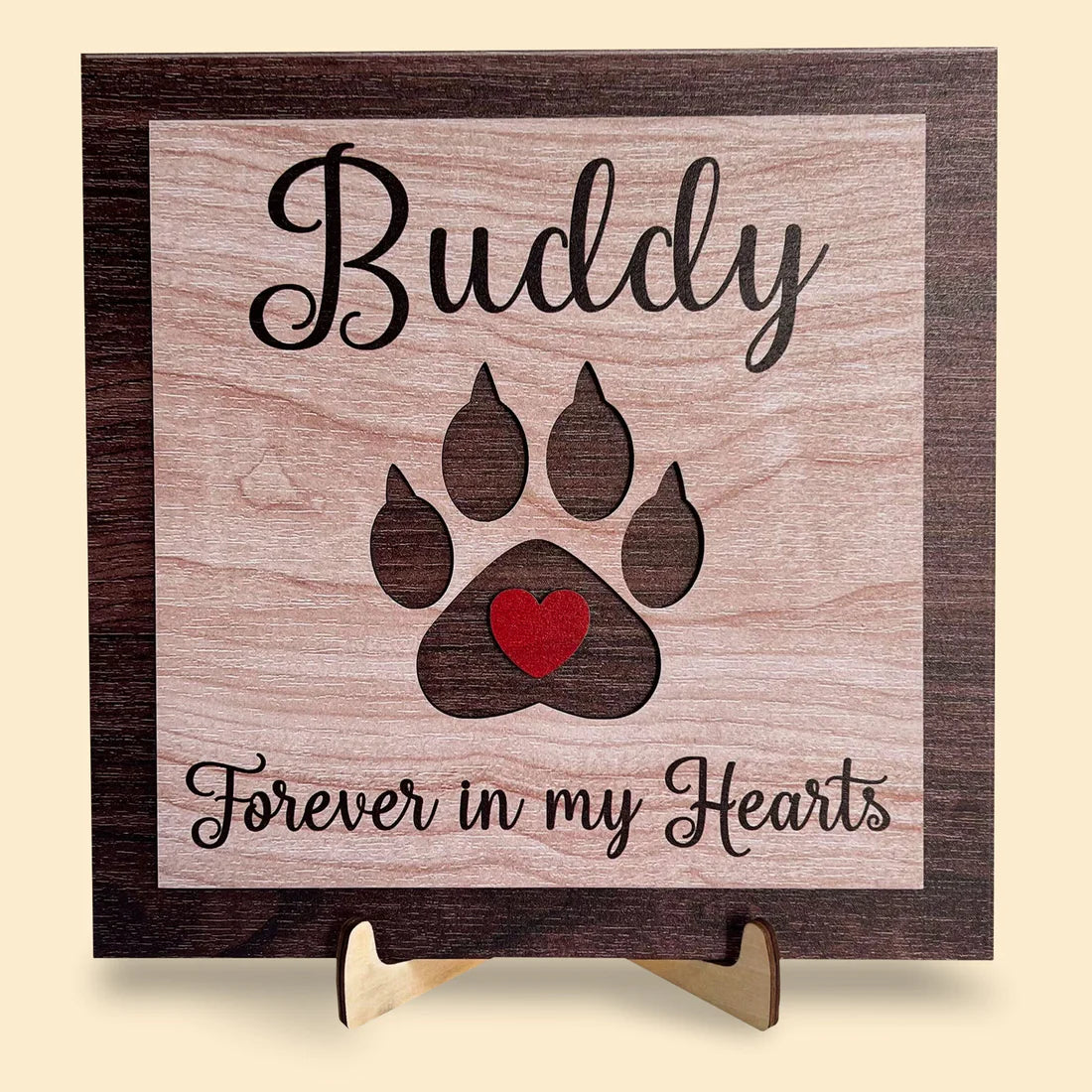 Forever In Our Hearts - Personalized 2 Layers Wooden Plaque