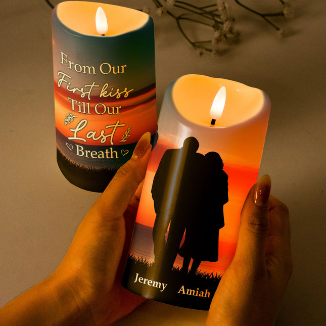 From Our First Kiss Till Our Last Breath - Personalized Led Candle