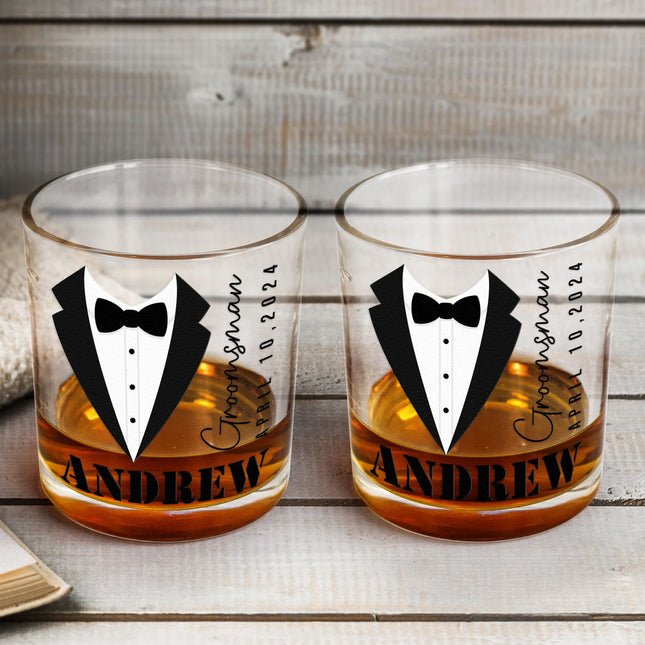 Gift For Groom And Groomsmen In Wedding - Personalized Whiskey Glass