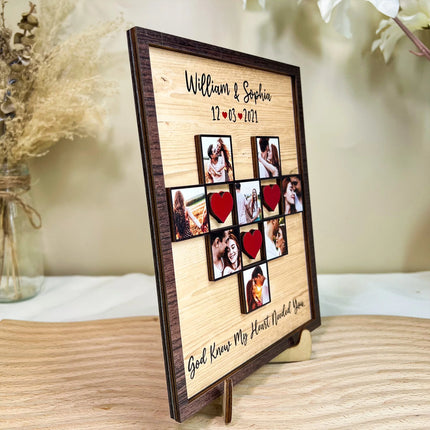 God Knew My Heart Needed You Couples Anniversary - Personalized Wooden Photo Plaque