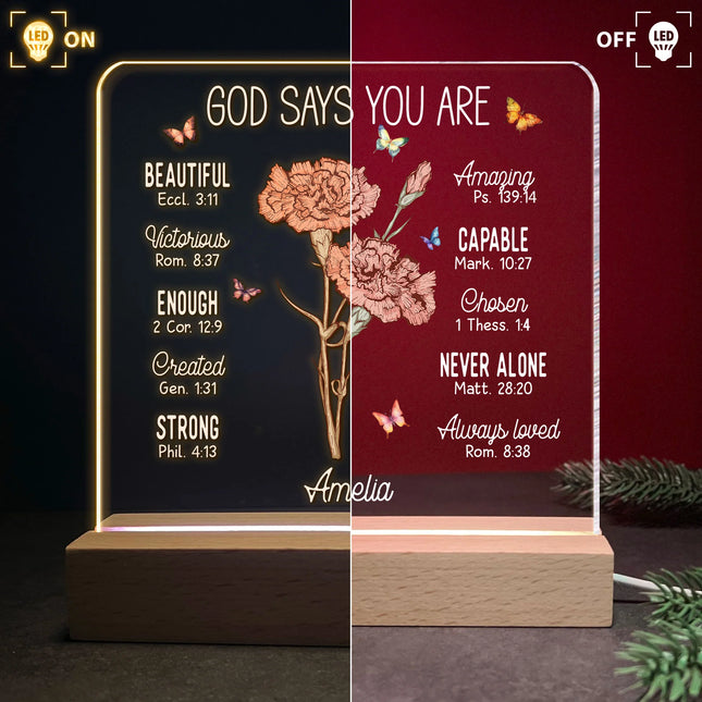 God Says You Are Bible Verse Led Light - Personalized LED Light