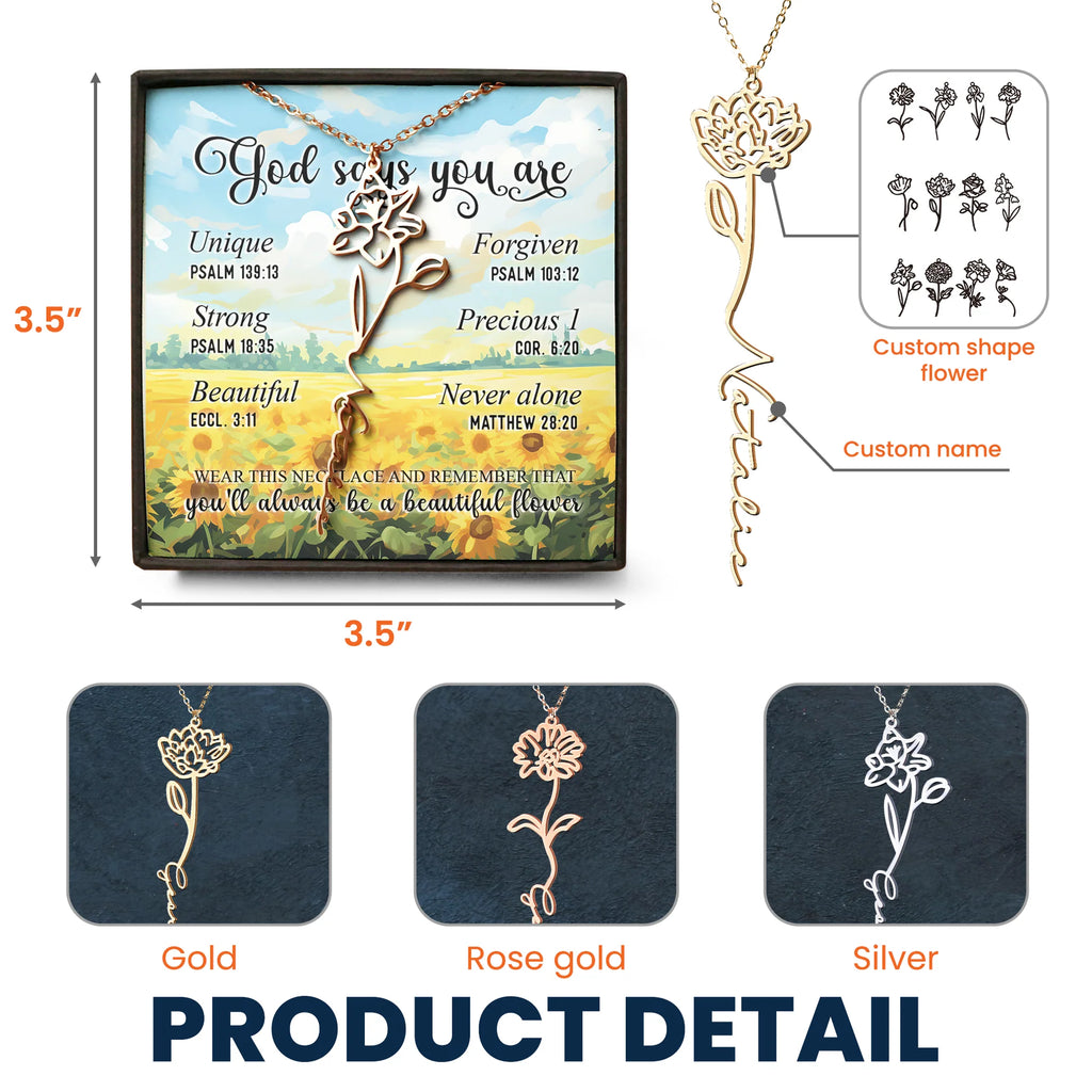 God Says You Are - Custom Birth Flower - Gifts For Daughter, Sister, Friends - Custom Name Necklace-Levistina