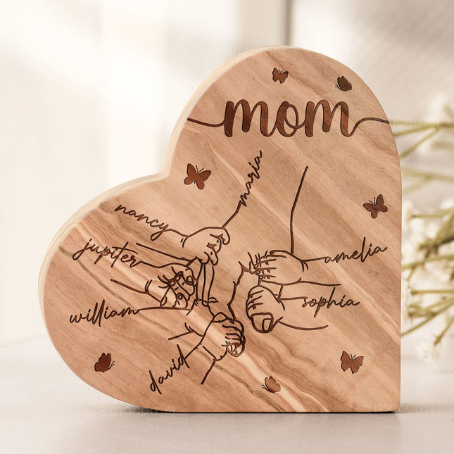 Grandma Mom Gift Holding Hand - Personalized Engraved Wood Plaque