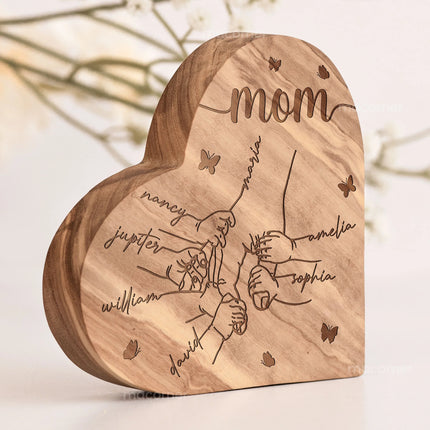 Grandma Mom Gift Holding Hand - Personalized Engraved Wood Plaque