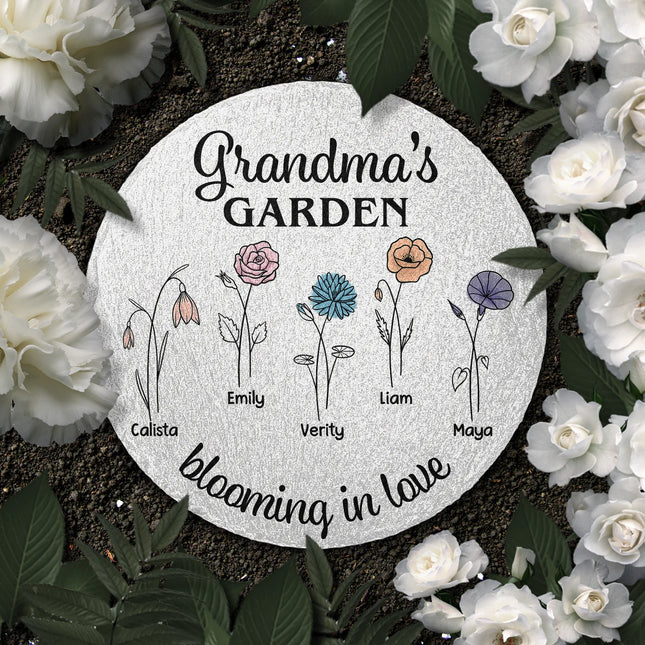 Grandma's Garden Blooming In Love - Personalized Garden Stone