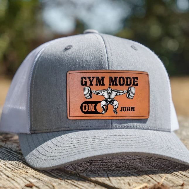 Gym Mode On - Personalized Leather Patch Hat