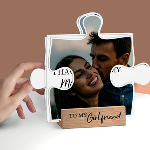 Custom Photo I Found My Missing Piece Puzzle - Personalized Custom Shaped Cardstock With Wooden Stand