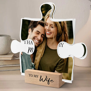 Custom Photo I Found My Missing Piece Puzzle - Personalized Custom Shaped Cardstock With Wooden Stand