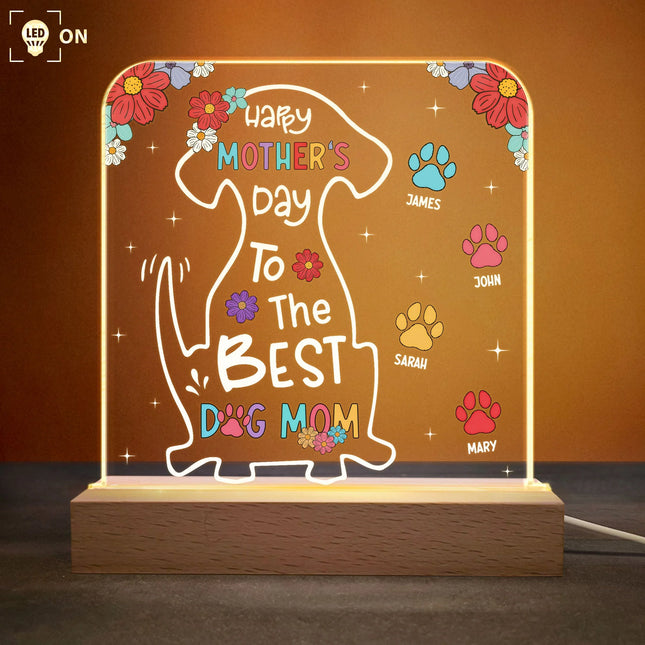 Happy Mother's Day To The Best Dog Mom - Personalized LED Light