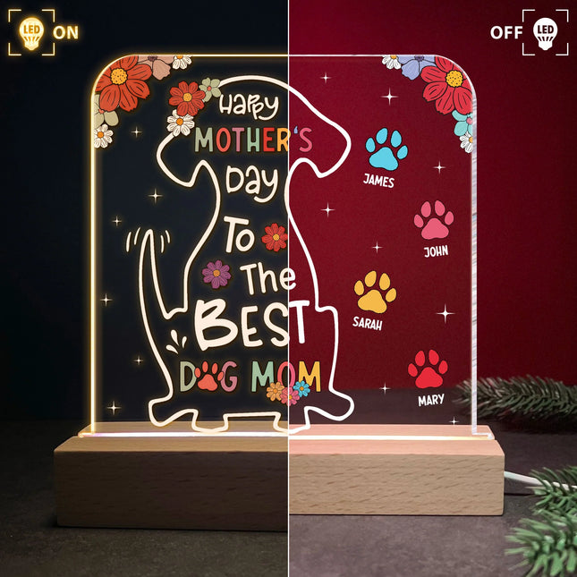 Happy Mother's Day To The Best Dog Mom - Personalized LED Light