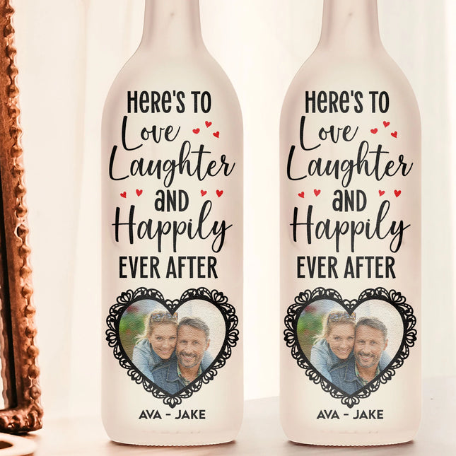 Here's To Happily Ever After - Personalized Photo Bottle Lamp