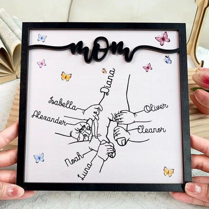 Holding Mom's Hand - Personalized Wooden Plaque