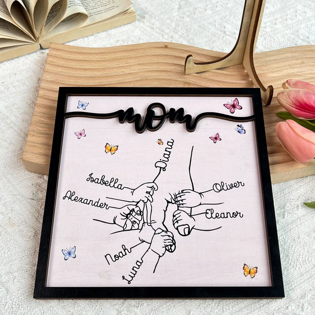 Holding Mom's Hand - Personalized Wooden Plaque