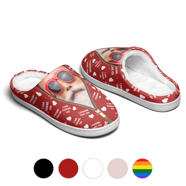 I F* Love You I Love F* You Gift For Her - Personalized Photo Slippers