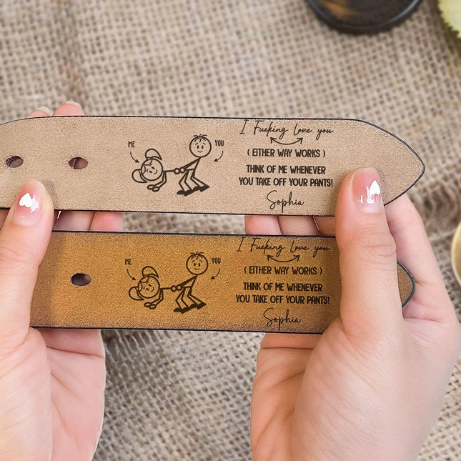 I F-king Love You - Personalized Engraved Leather Belt