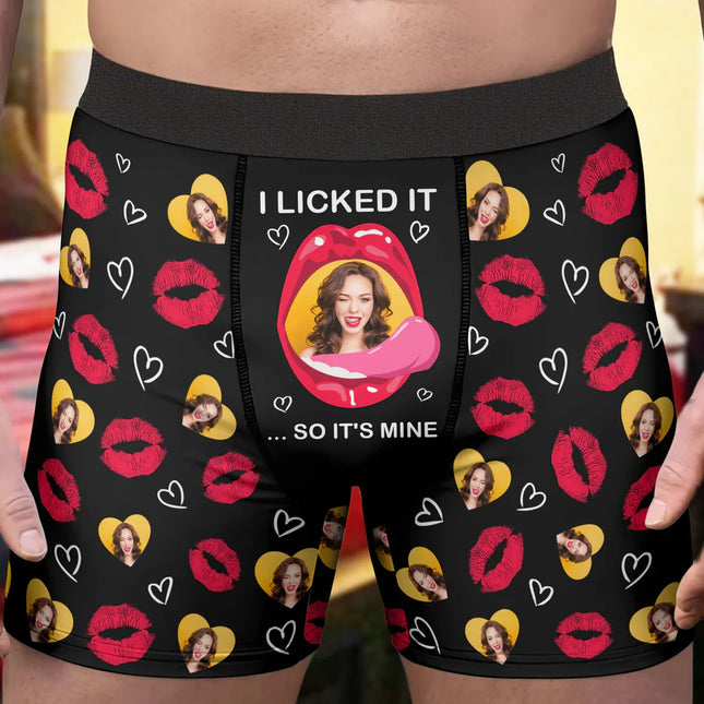 I Licked It So It's Mine - Personalized Photo Men's Boxer Briefs - Birthday Gifts For Men, Husband, Him, Boyfriend