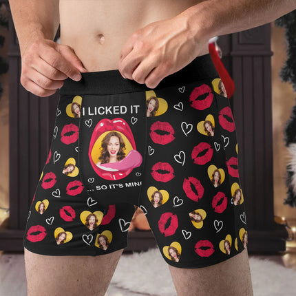 I Licked It So It's Mine - Personalized Photo Men's Boxer Briefs - Birthday Gifts For Men, Husband, Him, Boyfriend