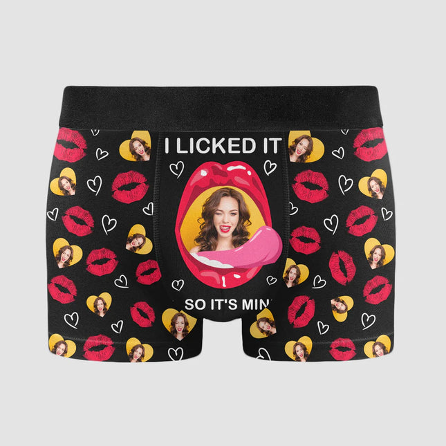 I Licked It So It's Mine - Personalized Photo Men's Boxer Briefs - Birthday Gifts For Men, Husband, Him, Boyfriend