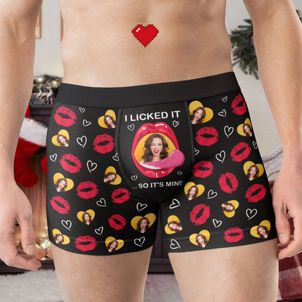 I Licked It So It's Mine - Personalized Photo Men's Boxer Briefs - Birthday Gifts For Men, Husband, Him, Boyfriend