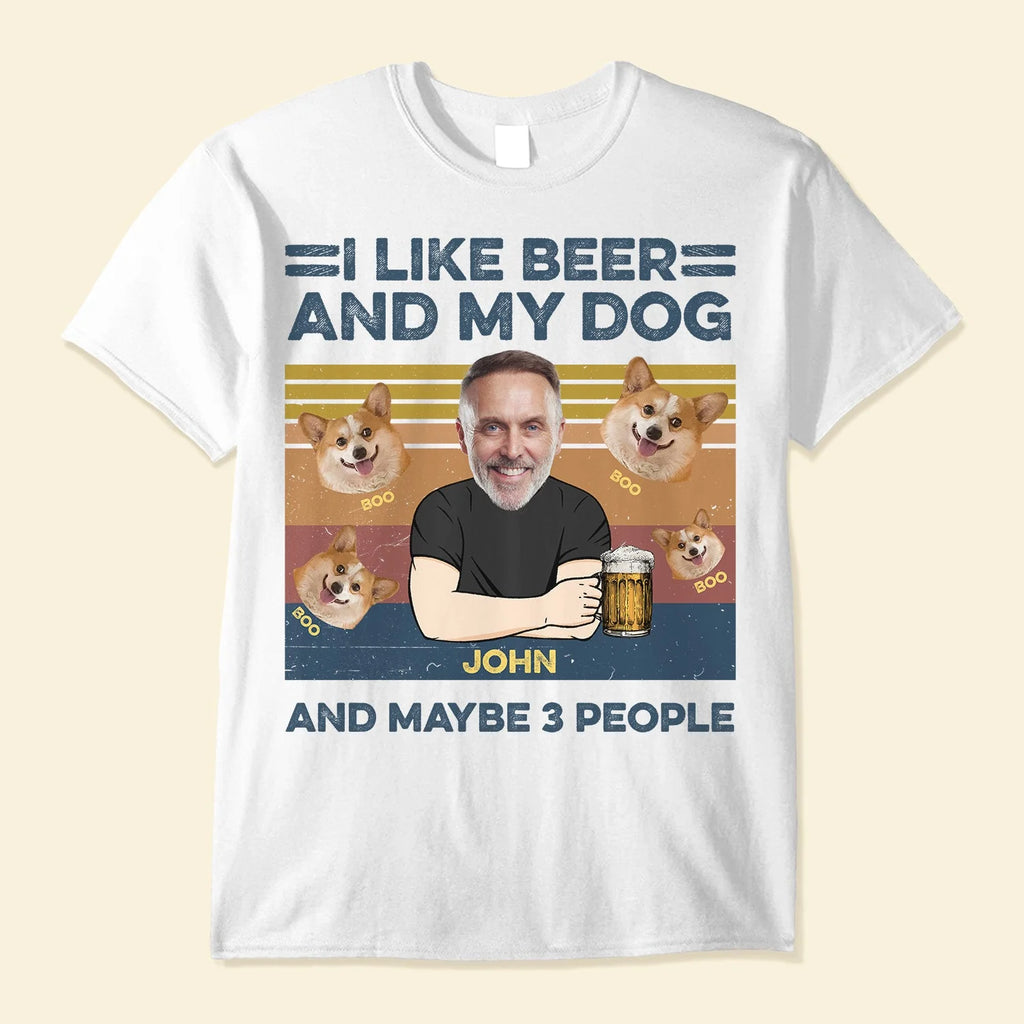 I Like Beer And My Dog - Personalized Photo Shirt-Levistina