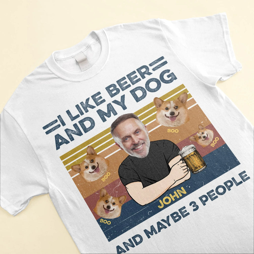 I Like Beer And My Dog - Personalized Photo Shirt-Levistina