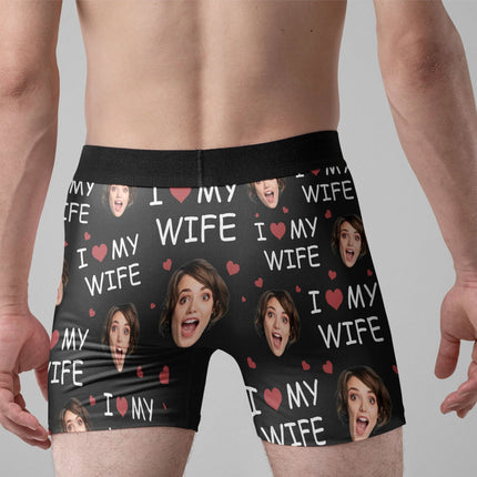 I Love My Wife - Personalized Photo Men's Boxer Briefs - Anniversary Gifts For Men, Husband, Him