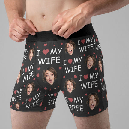 I Love My Wife - Personalized Photo Men's Boxer Briefs - Anniversary Gifts For Men, Husband, Him