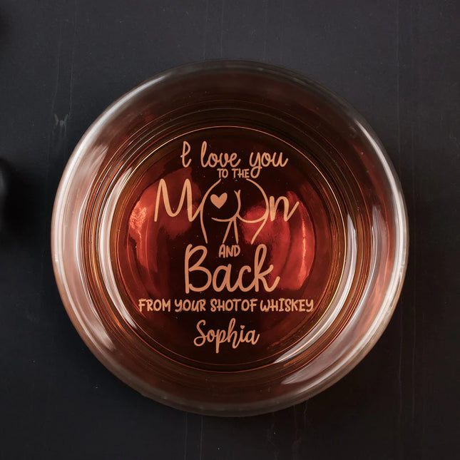 I Love You To The Moon And Back - Personalized Engraved Whiskey Glass