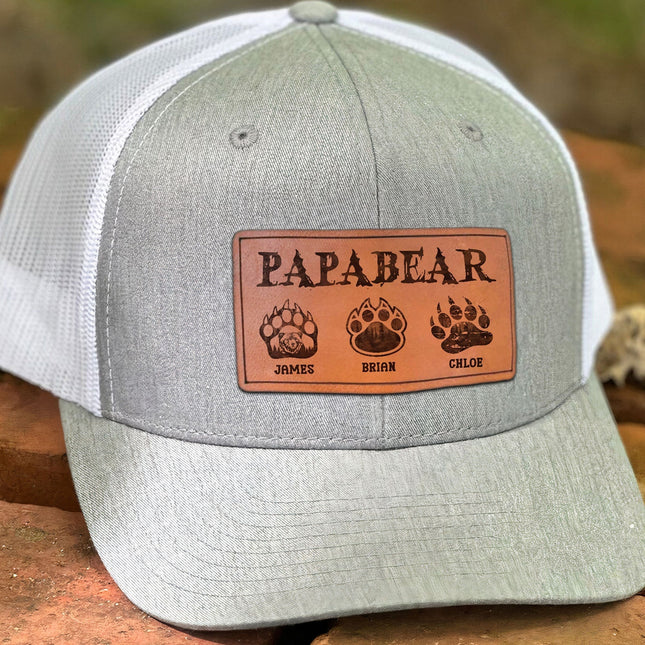 I'm A Papa Bear - Personalized Leather Patch Hat