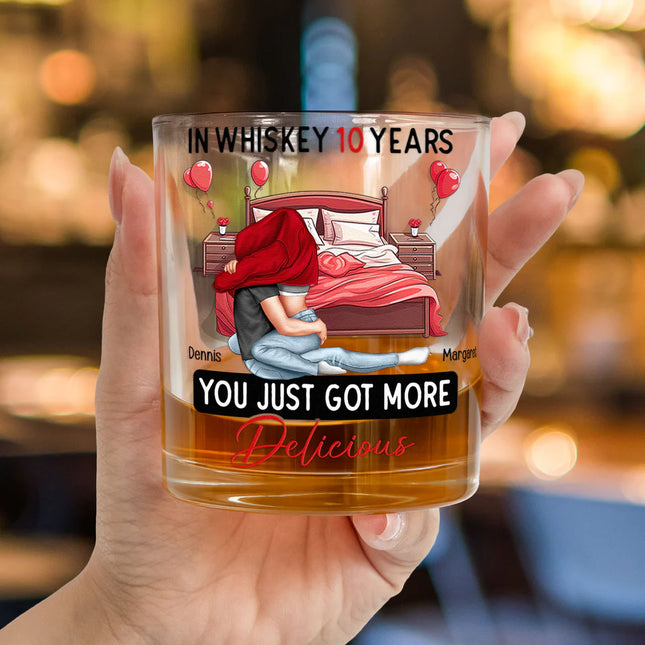 In Whiskey Years You Just Got More Delicious - Personalized Whiskey Glass