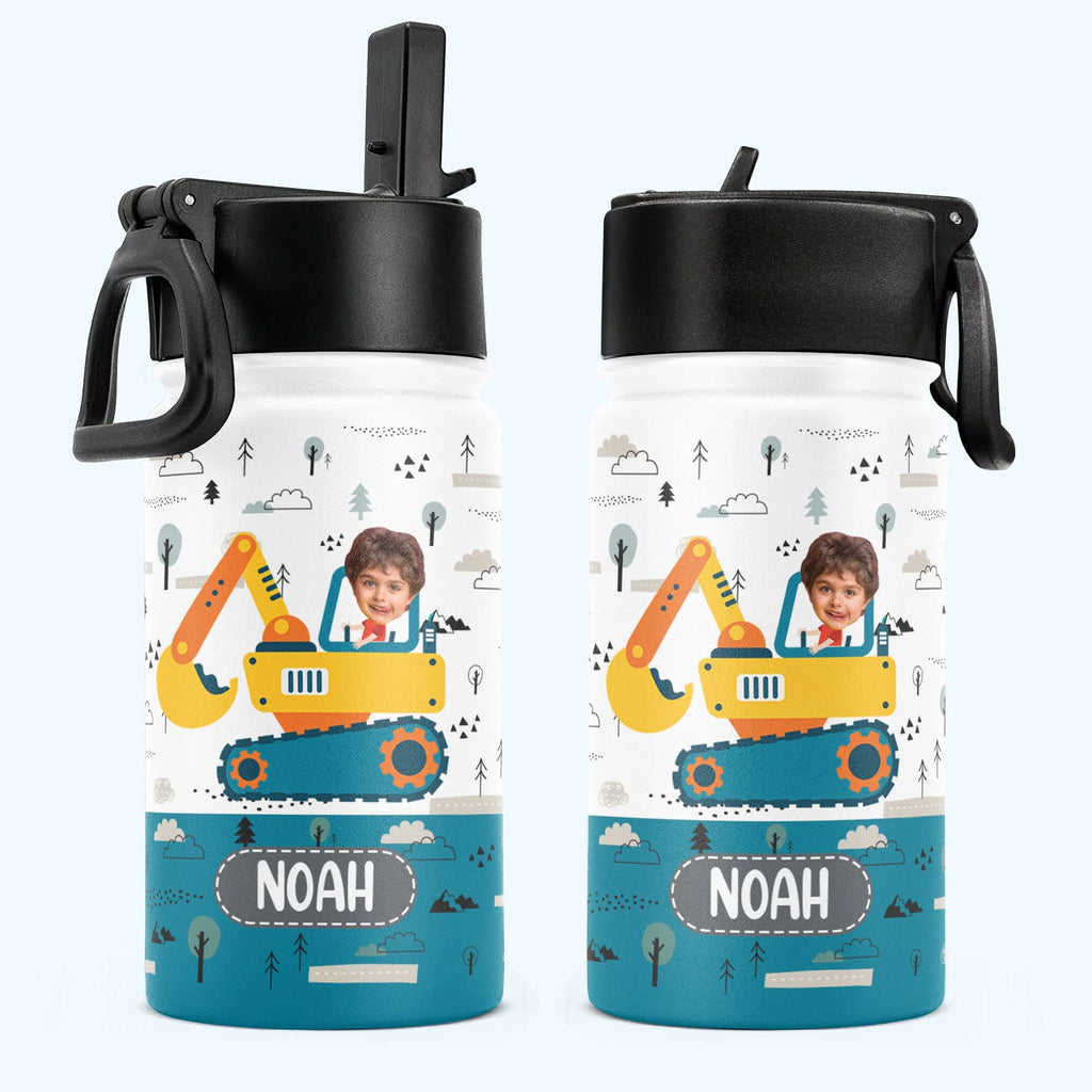 Kids Riding Vehicle - Personalized Photo Kids Water Bottle With Straw Lid-Levistina