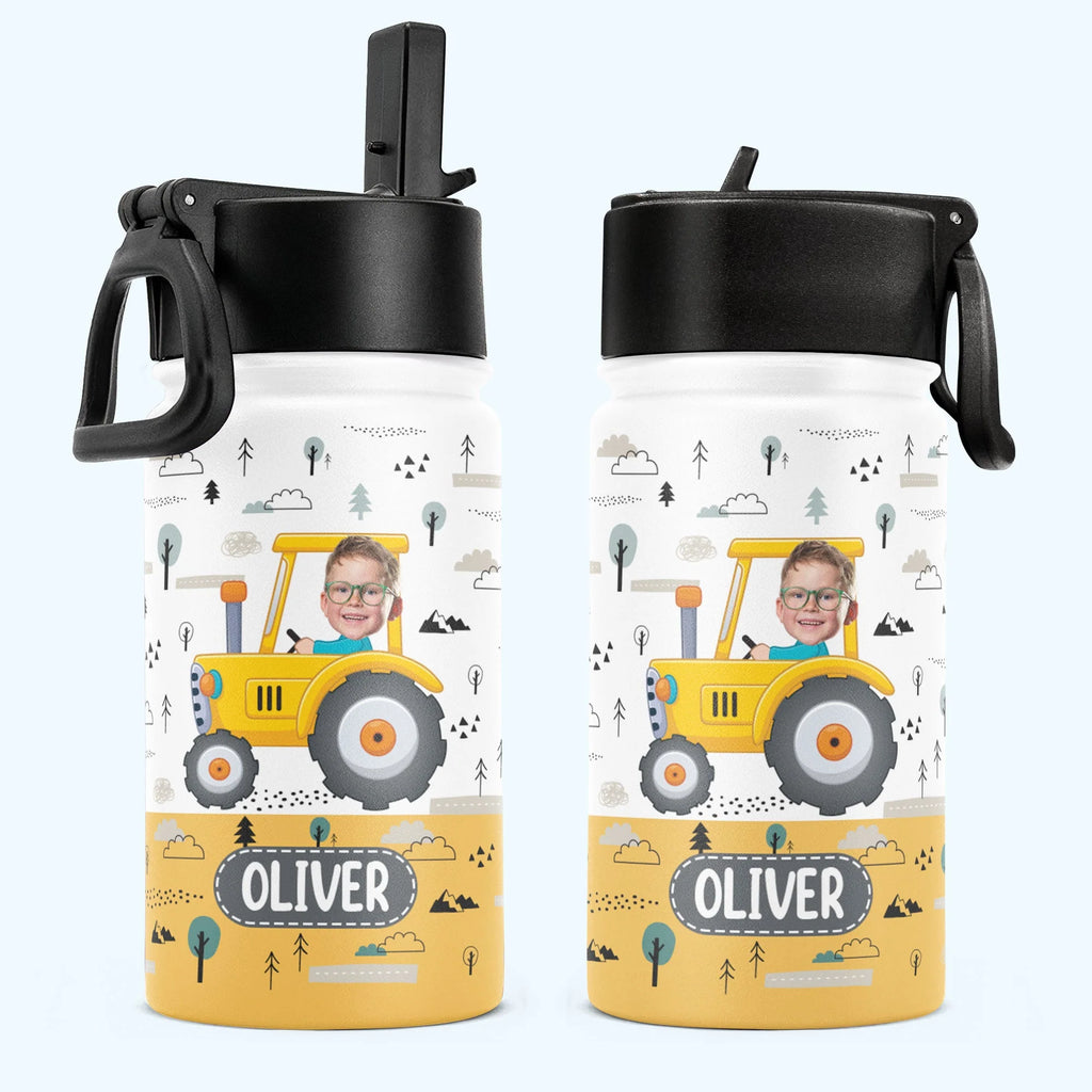 Kids Riding Vehicle - Personalized Photo Kids Water Bottle With Straw Lid-Levistina