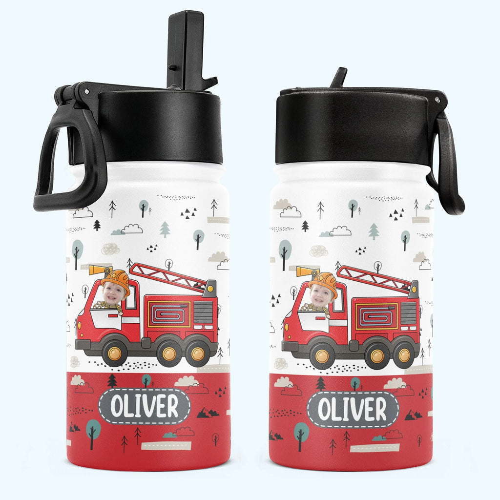 Kids Riding Vehicle - Personalized Photo Kids Water Bottle With Straw Lid-Levistina