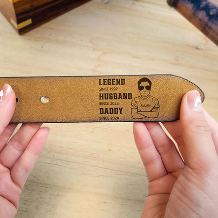 Legend Husband Daddy - Personalized Engraved Leather Belt