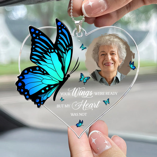 Memorial Car Hanger Your Wings Were Ready - Personalized Photo Car Ornament