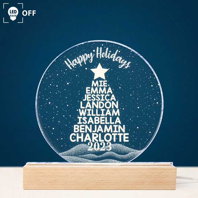 Merry Christmas Custom Family Names 2023 Christmas Tree - Personalized LED Ligh