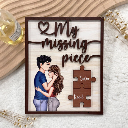 My Missing Piece Couples Valentines Day - Personalized Wooden Plaque