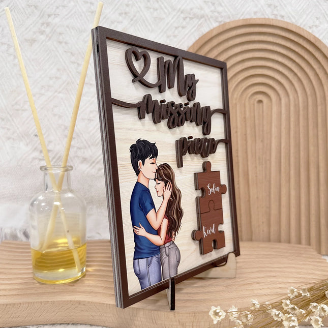 My Missing Piece Couples Valentines Day - Personalized Wooden Plaque